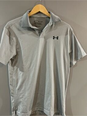 Under Armour Men’s Light Gray Striped Polo